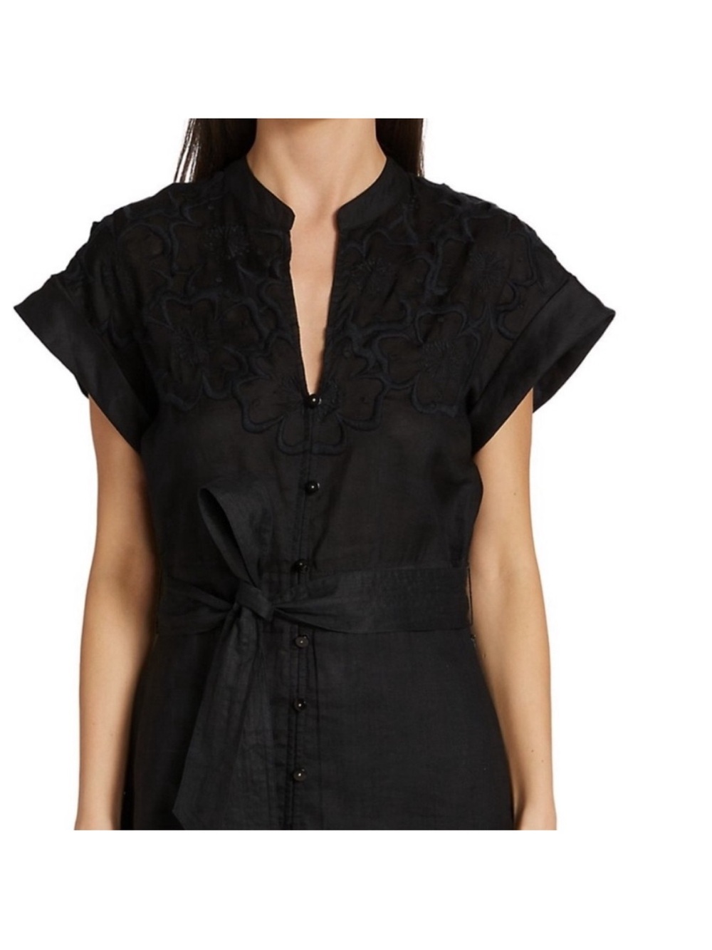 Veronica Beard Black Archie Floral Embroidered Dress Applique LBD Sz 8 - Picture 2 of 15